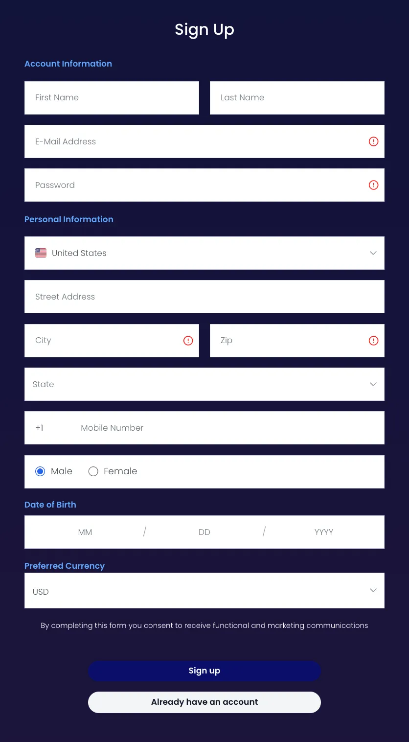 coolcat-casino signup page